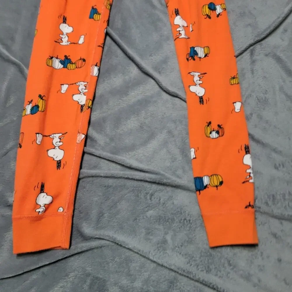 Hanna Andersson Long John PJ Pant 10 Orange Snoopy Halloween Pumpkin Organic 140